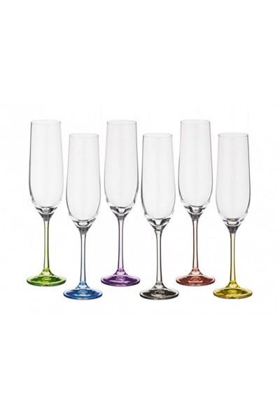Bohemia Cristal BOHEMIA CRISTAL RAINBOW champagne glasses set of 6 pieces 190ml