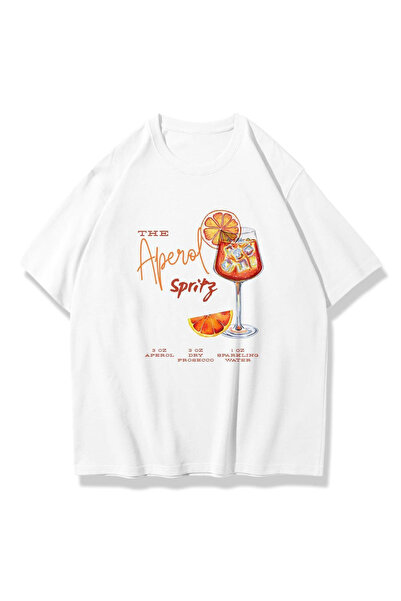 coolart Το μπλουζάκι Spritz - Λευκό με στάμπα, oversized καλοκαιρινό κοντομάν...