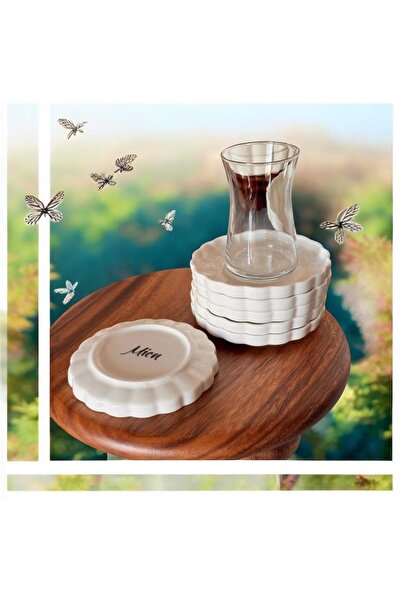 MİEN 6'LI İSTİRİDYE MODEL PORSELEN ÇAY TABAĞI