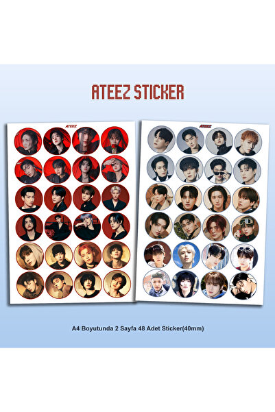 Güneş Kırtasiye Ateez Sticker A4 2 Sayfa Toplam 48 Etiket