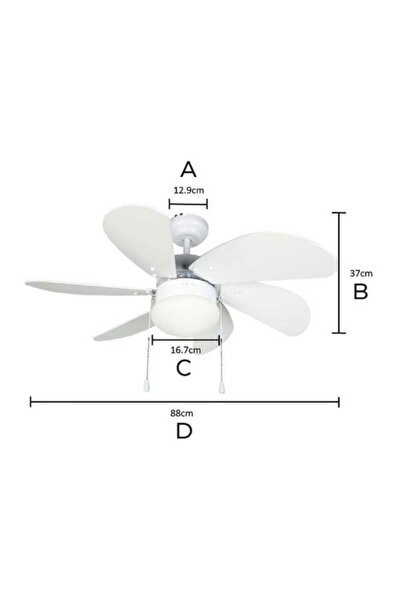 Vanti 6 Kanatlı 60w 30 İnç Avizeli Beyaz Tavan Vantilatörü