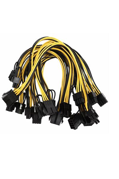 OEM Set of 6 cables with 8 PINs for graphics card power supply, L 30 cm, PVC, copper, yellow, black