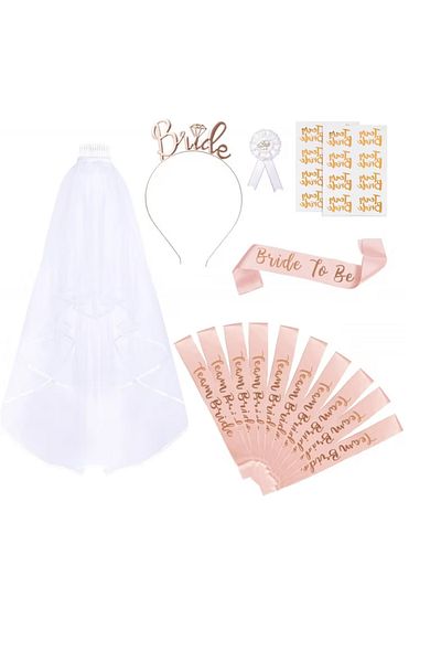 Naler Set 16 accesorii pentru nunta Naler, plastic, textil, multicolor