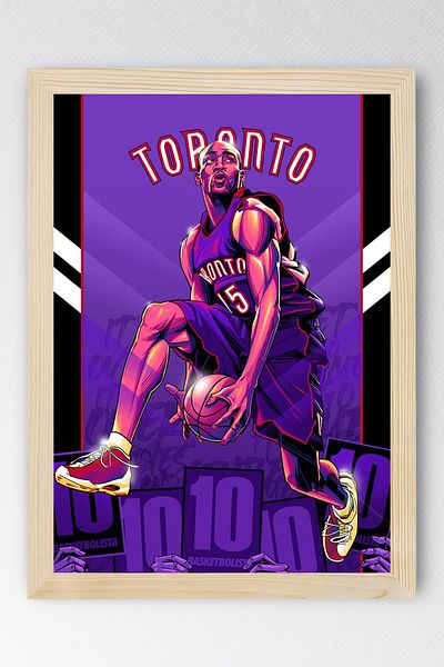 Saturn Vince Carter Framed Painting - Toronto Raptors Nba Poster Painting