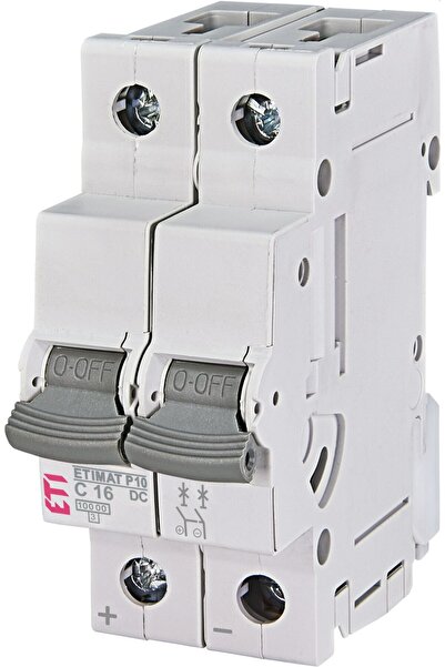 Eti MCB, συνεχές ρεύμα, 2P, 20A, 440Vdc, 10kA, καμπύλη C, ETIMAT P10-DC, 0019...