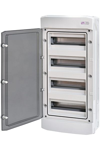 Eti PVC enclosure, 48 modules, surface-mounted, IP65, grey, transparent door, 001100304,
