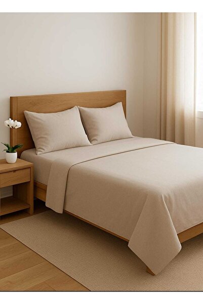 Loova طقم ملاءة سرير مزدوج بدون مطاط وغطاء وسادتين مخيطين من القطن بنسبة 100%...