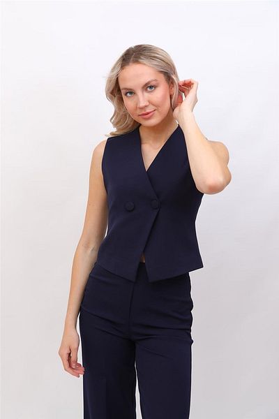 ÖNDER ÖZSOY V-Neck Cross Vest-Navy Blue