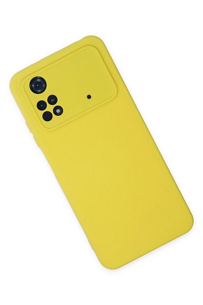 CepteToptan حافظة هاتف Xiaomi Poco M4 Pro 4G مصنوعة من السيليكون المخملي الداخلي - أصفر - MKİ8098-5537