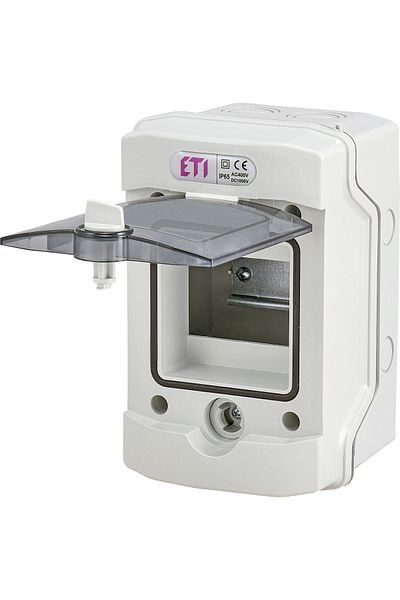 Eti PVC enclosure, 4 modules, surface-mounted, IP65, grey, transparent door, 001101060,