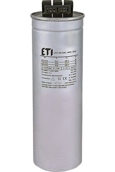Eti Capacitor 20kVAr, Dry Type, 440V, 50Hz, Capacity 3x109.6Uf, 004656763,