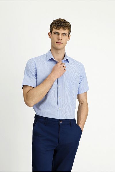 Kiğılı Short Sleeve Regular Fit Plaid Cotton Shirt