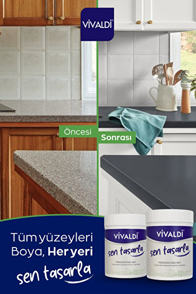 Vivaldi Boya Tüm Yüzeyler İçin Su Bazlı Hibrit Yenileme Boyası DIY-Dolap-Ahşap-Mobilya-Kapı-Beyaz Eşya-Fayans 1LT
