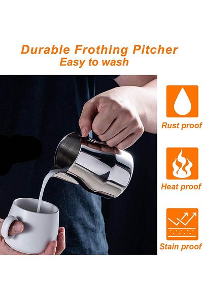 Omran Cart 500ml Milk Pitcher Silver Stainless Steel Jug for Cappuccino & Latte Art Milk jug