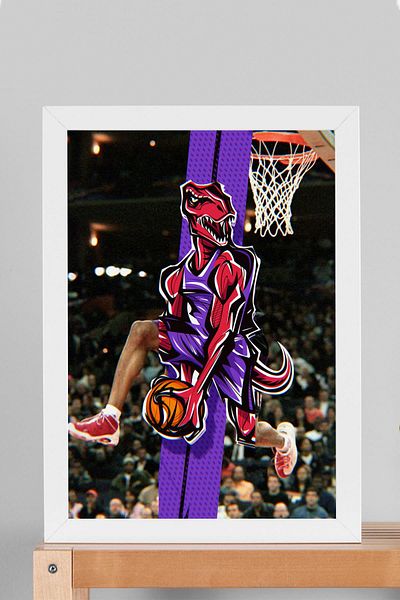 Saturn Vince Carter Framed Painting - Toronto Raptors Nba Poster Painting