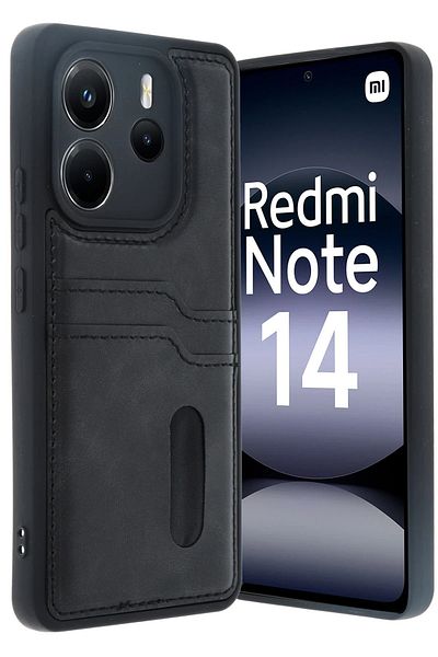 CepteToptan حافظة هاتف Xiaomi Redmi Note 14 4G حافظة جلدية مع بطاقة Sara - أسود - MKİ6423-2978