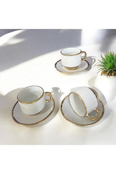 partridge store Gilded Porcelain Turkish Coffee Cup Set of 6