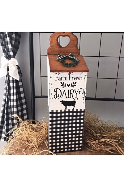 FK Home Decor Ahşap Poşetlik İnek Desenli