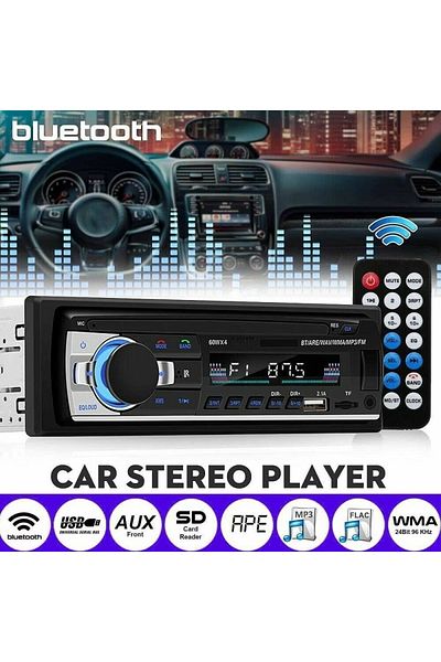 divendi-ro Mp3 Player Auto, 4x60W with Bluetooth, Phone, Radio, MP3, AUX, MicroSD Card Slot, Black