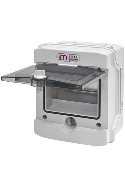 Eti Cofret PVC, 6 module, aplicat, IP65, gri, usa transparenta, 001101176,