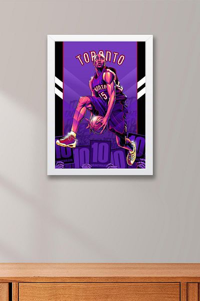 Saturn Vince Carter Framed Painting - Toronto Raptors Nba Poster Painting