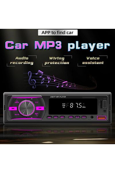 divendi-ro Car Radio MP3 Player, with Bluetooth, 7 Color Display, 1Din, Remote Control, Black