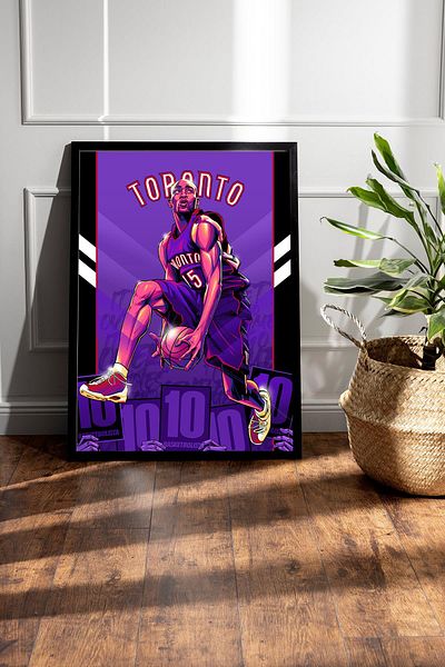 Saturn Vince Carter Framed Painting - Toronto Raptors Nba Poster Painting