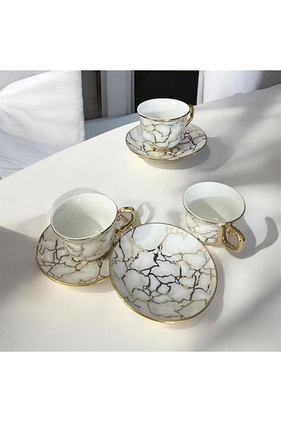 partridge store Gilded Porcelain Turkish Coffee Cup Set of 6