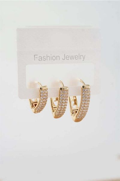 By Zeyna Aksesuar Women's Vip Series Zircon Stone 3 Size 3-Piece Earring Set