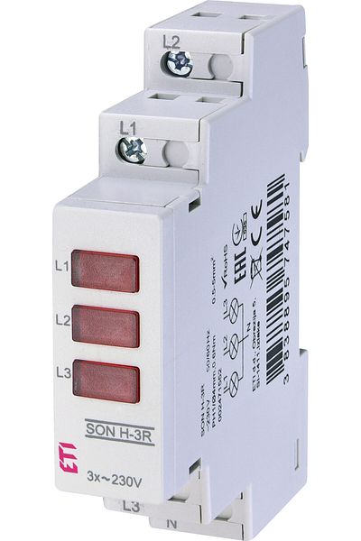Eti Voltage indicator, three-phase, red LED, SON H-3R, 002471552,