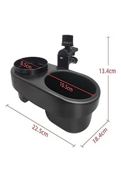 OEM Cup holder for baby stroller, 22.5 x 18.4 x 13.4 cm, plastic, black