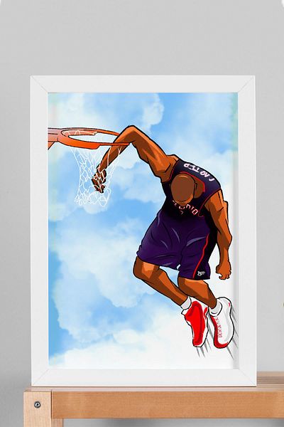 Saturn Vince Carter Framed Painting - Basketball Nba Poster Painting