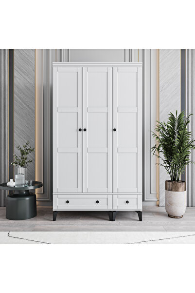 MONZIO Karin 3 Kapaklı Çekmeceli Gardırop %100 MDF