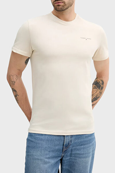 Tommy Jeans % 100 Pamuk Slim Fit Bisiklet Yaka Logolu T Shirt Erkek T SHİRT D...