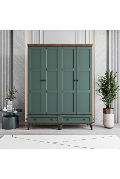 MONZIO Karin 4 Kapaklı Çekmeceli Gardırop %100 MDF
