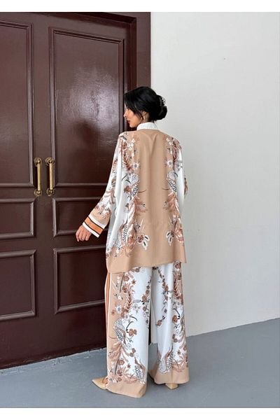 suphias Imported Jessica Fabric Floral Pattern Shirt & Pants 2-Piece Suit