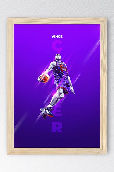 Saturn Vince Carter Framed Painting - Basketball Nba Poster Painting