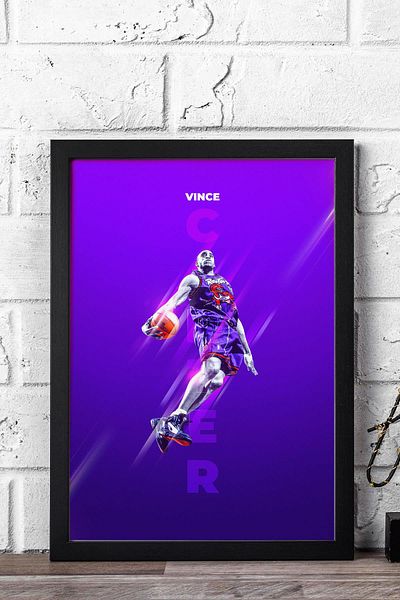Saturn Vince Carter Framed Painting - Basketball Nba Poster Painting