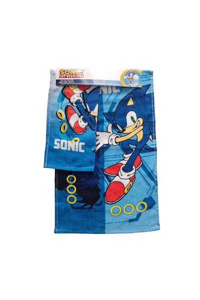 Sonic Set of 2 cotton towels for children, hand and face, 30x30 cm and 30x50 cm, multicolor,