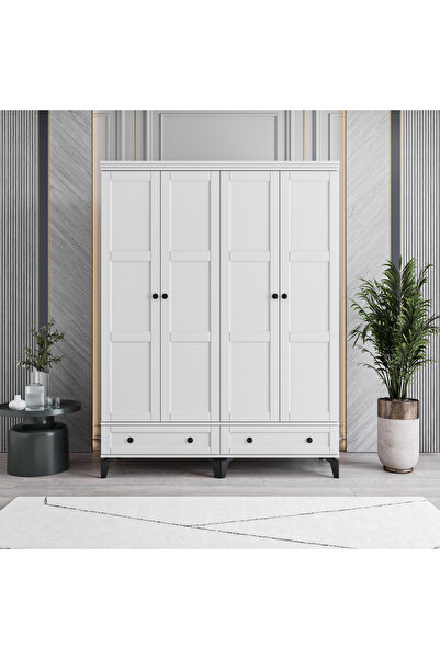MONZIO Karin 4 Kapaklı Çekmeceli Gardırop %100 MDF
