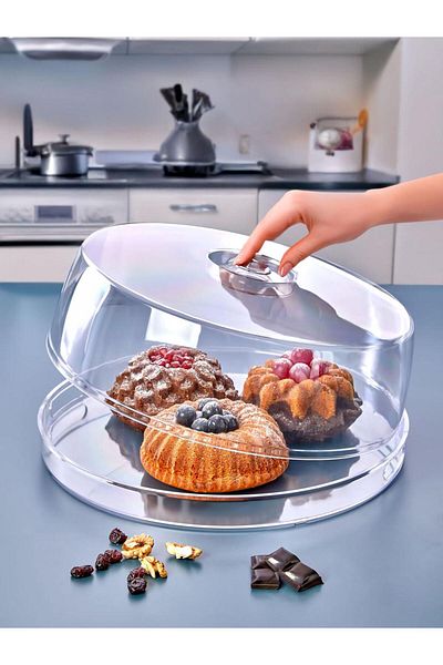 Ayshe Home Concept Transparent Presentation Fan |   Large Size Cake and Dessert Service Maxi Cake Dish Mega Size