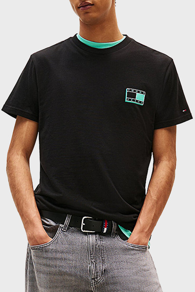 Tommy Jeans % 100 Pamuk Slim Fit Bisiklet Yaka Logolu T Shirt Erkek T SHİRT D...