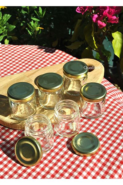 Qualitev 6-Piece 40 ml Mini Glass Jar Sample, Food, Jam, Wedding and Henna Candy Camping Spice Jar