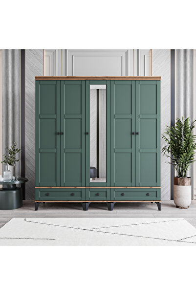 MONZIO Karin 5 Kapaklı Çekmeceli Gardırop %100 MDF