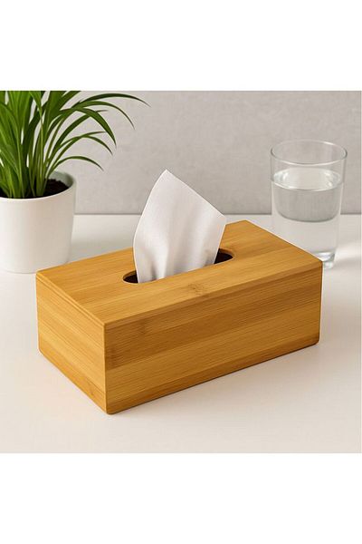 MİMORA Bamboo Covered Napkin Holder - Box