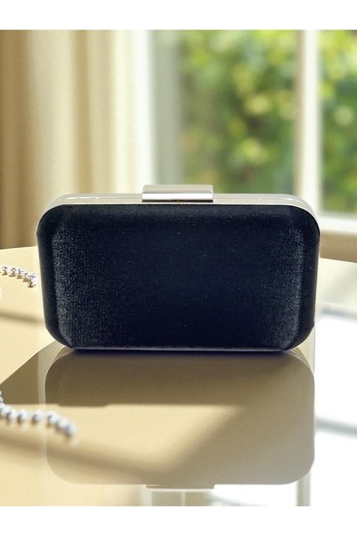 MidStore Black Color Glittery Satin Women's Evening Dress Bag