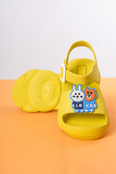 Craftique Yellow Boys Girls Children's Slippers Sandals Non-Slip Soled Animal Picture Nursery Pool Daily Shoes