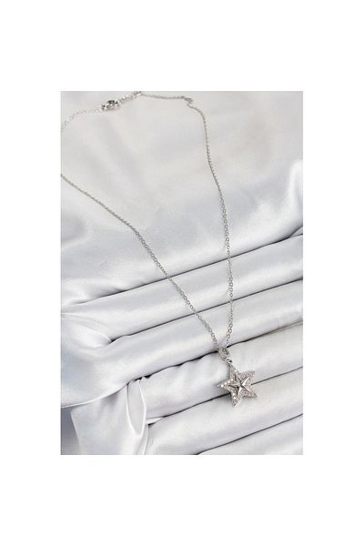 Skygo 316L Steel Zircon Stone Star Model Silver Color Women's Necklace - Tj-Bko10358
