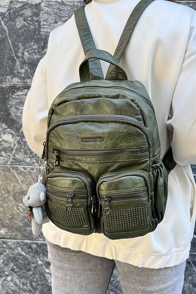 POLO CLUB Women's Washed Leather 4 Compartment Medium Size Backpack