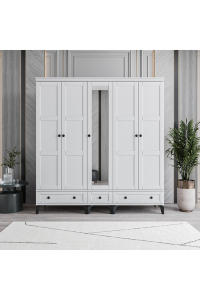 MONZIO Karin 5 Kapaklı Çekmeceli Gardırop %100 MDF